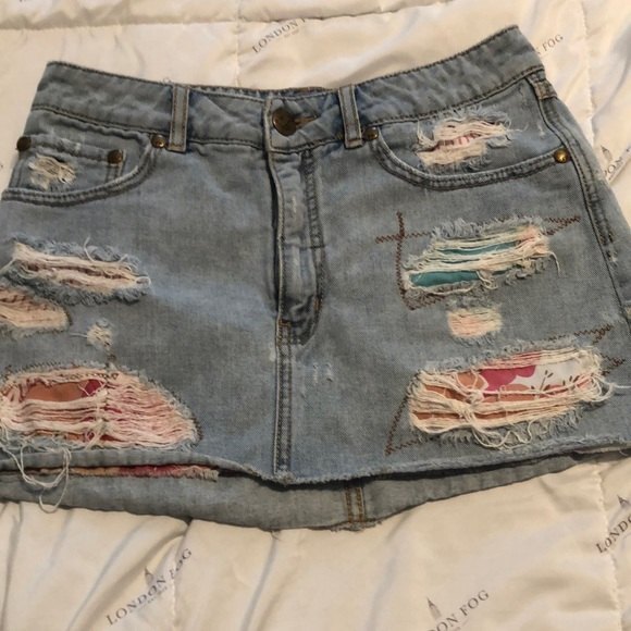 Free people denim distressed skirt size 2 - Picture 1 of 7